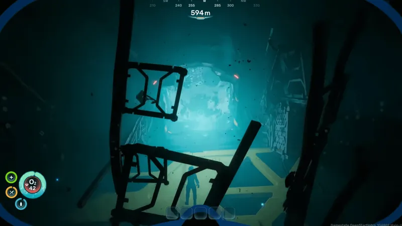 Subnautica 2 Graveyard biome — wreck fields