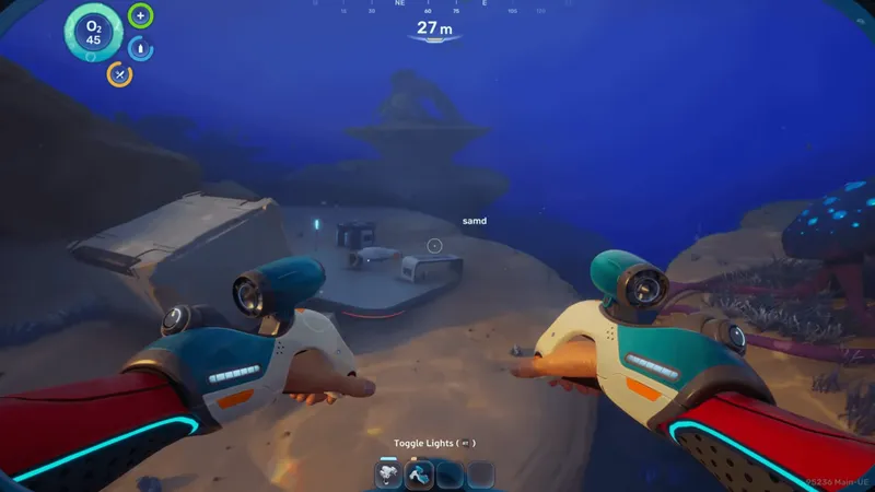 Subnautica 2 Sparse Plains biome — silver and gold veins